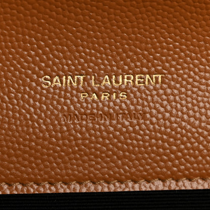 Saint Laurent Grain De Poudre Matelasse Chevron Monogram Envelope Clutch Natural Dark 6 of 12