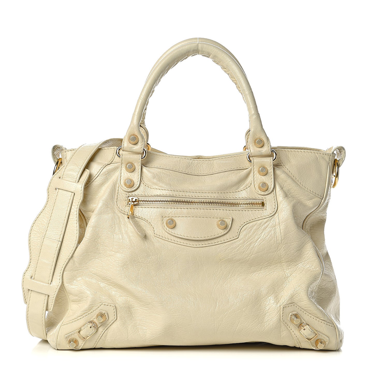 Agneau Giant 12 Gold Hardware Velo Blanc Creme Light Craie