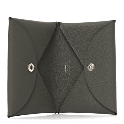 Hermes Evercolor Calvi Card Case Gris Meyer 5 of 8