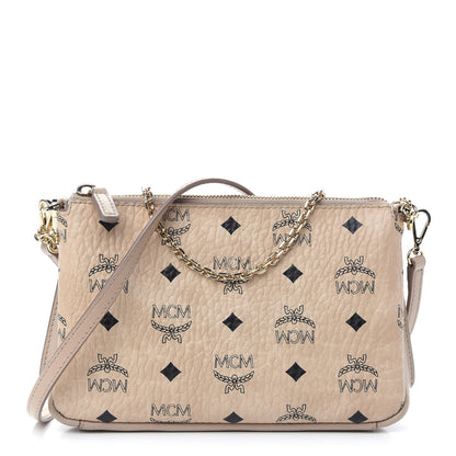 MCM Visetos Medium Millie Chain Crossbody Bag Beige 1 of 9