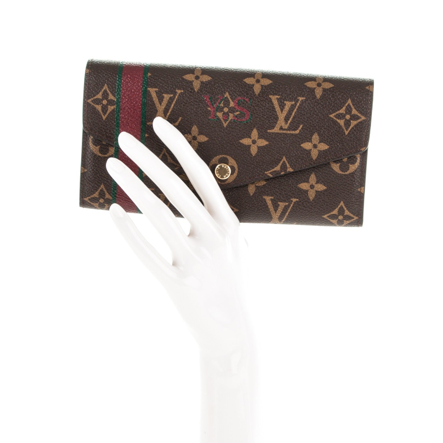 Louis Vuitton Monogram My LV Heritage Sarah Wallet NM Bordeaux Vert Anglais 2 of 6