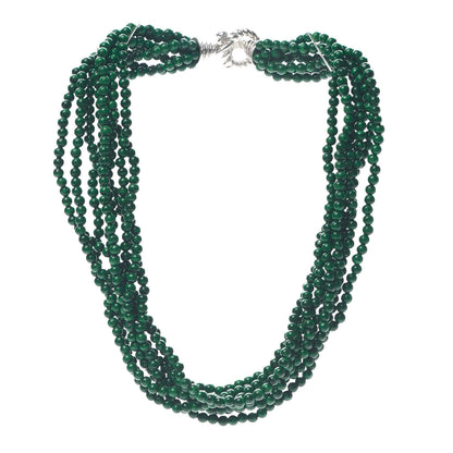 Tiffany Sterling Silver Malachite Torsade Toggle Necklace 3 of 5