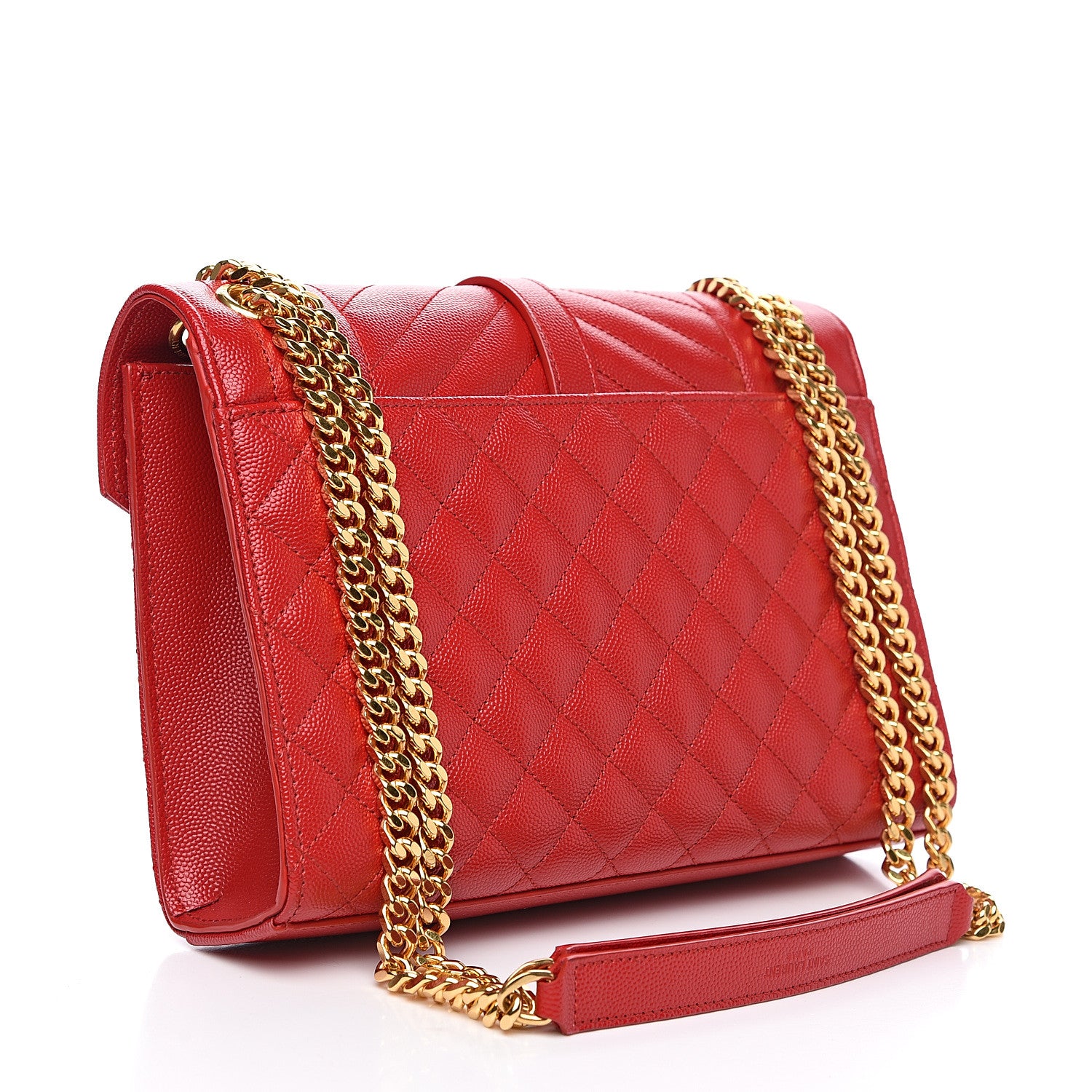 Saint Laurent Grain De Poudre Textured Mixed Matelasse Triquilt Medium Monogram Satchel New Red 2 of 8