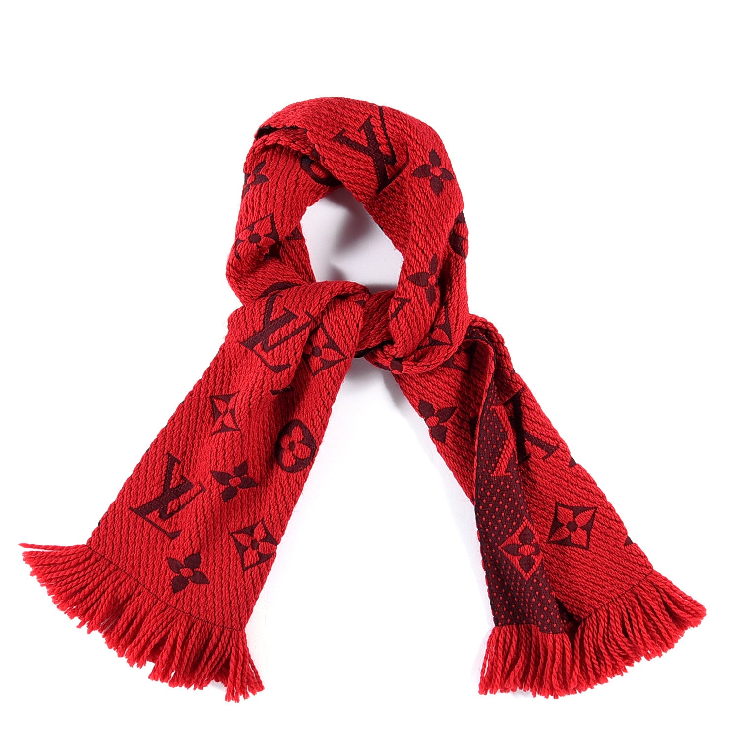Louis Vuitton Wool Silk Logomania Scarf Rubis 2 of 6