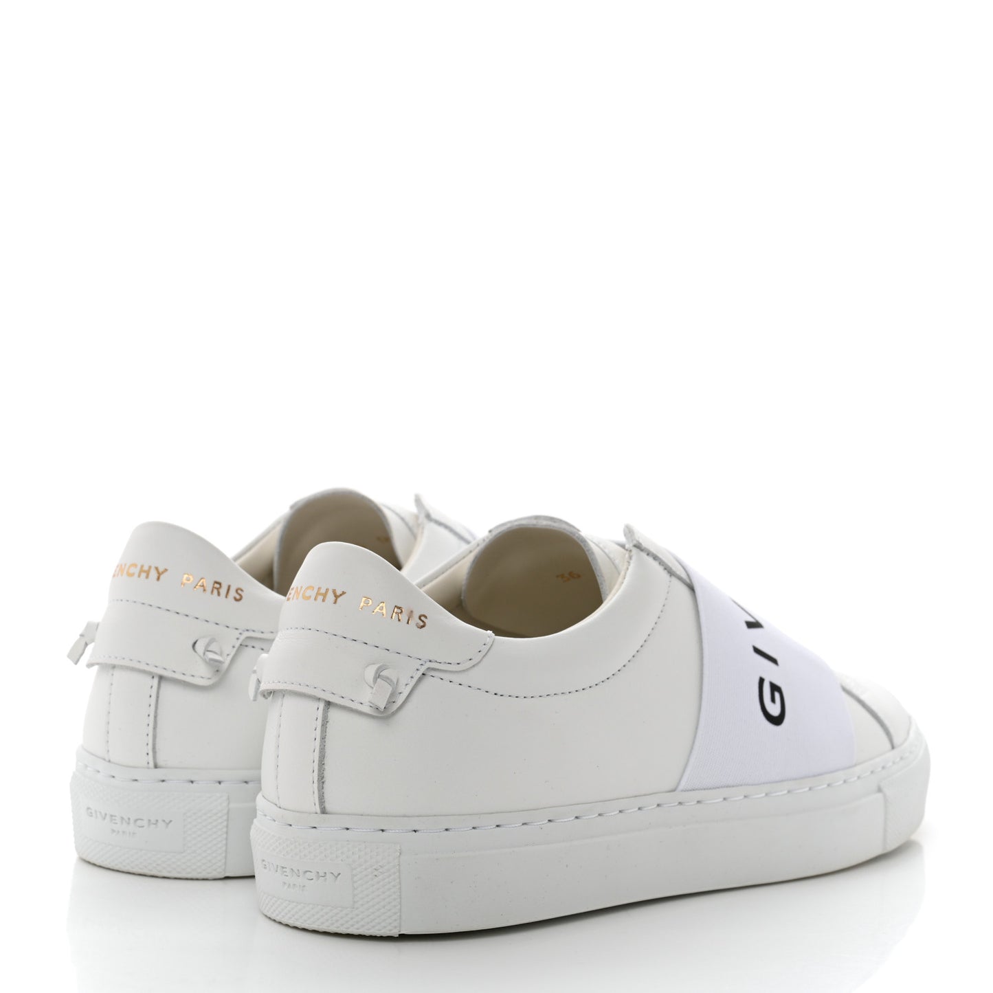 Calfskin Band Logo Womens Urban Street Sneakers 36 White