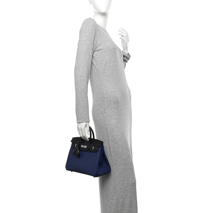 Hermes Ostrich Bi-Color Birkin 25 Bleu Iris Black 2 of 11