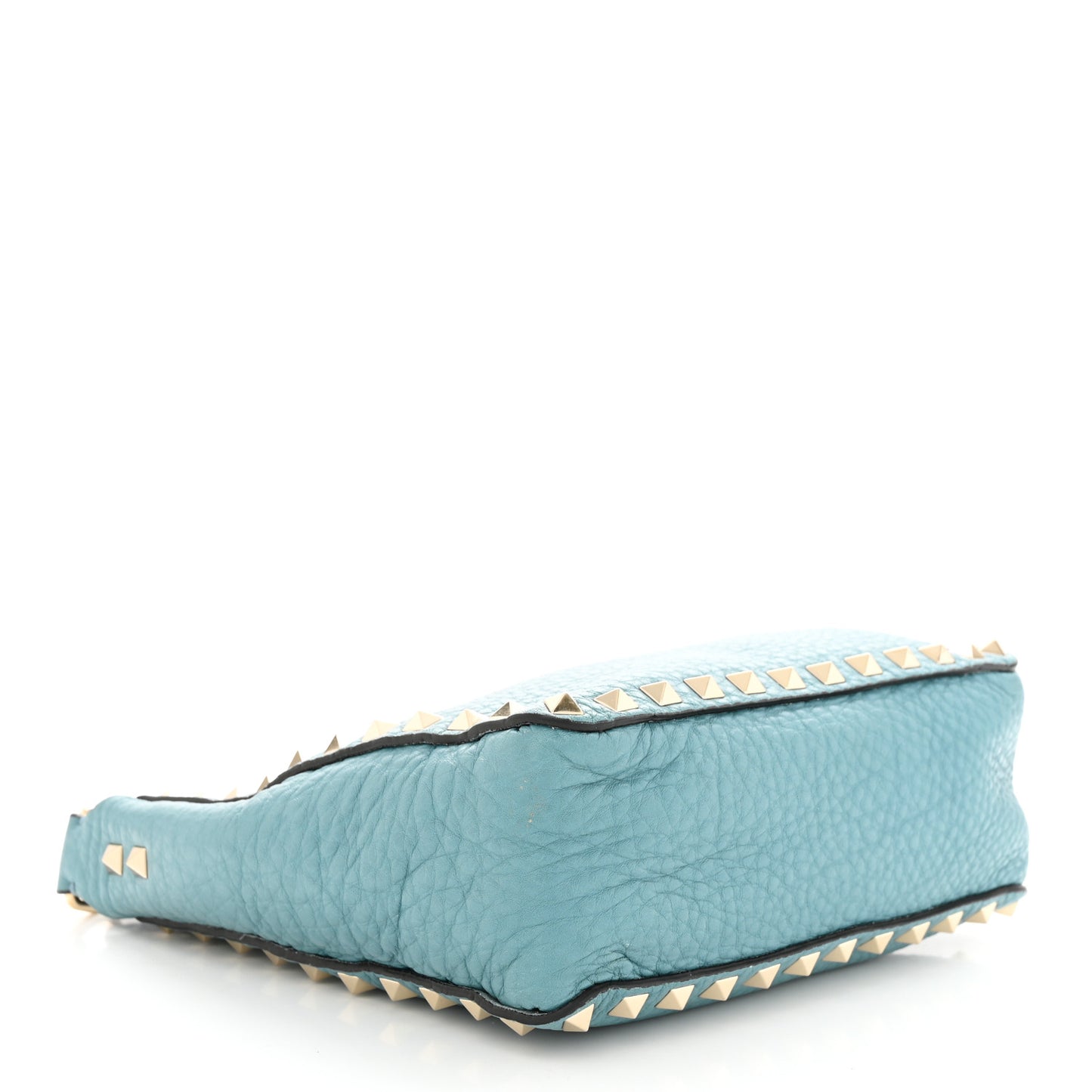 Pebbled Calfskin Mini Rockstud Flip-Lock Messenger Bag Atlantique