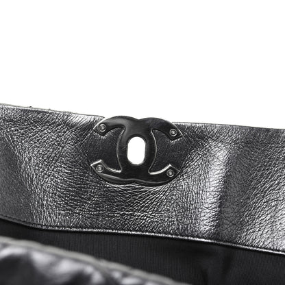 Chanel Metallic Crackled Calfskin Quilted Large Big Bang Hobo Black 12 of 22