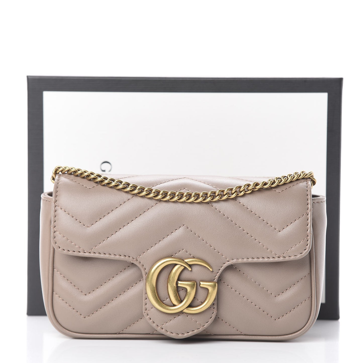 Calfskin Matelasse Super Mini GG Marmont Shoulder Bag Porcelain Rose