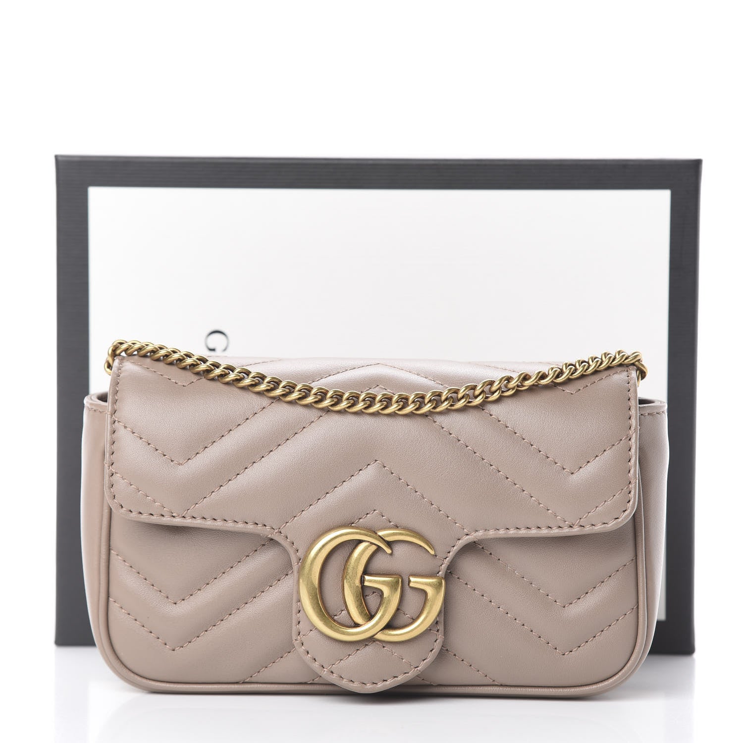 Gucci Calfskin Matelasse Super Mini GG Marmont Shoulder Bag Porcelain Rose 12 of 13