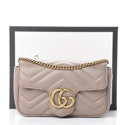 Gucci Calfskin Matelasse Super Mini GG Marmont Shoulder Bag Porcelain Rose 12 of 13