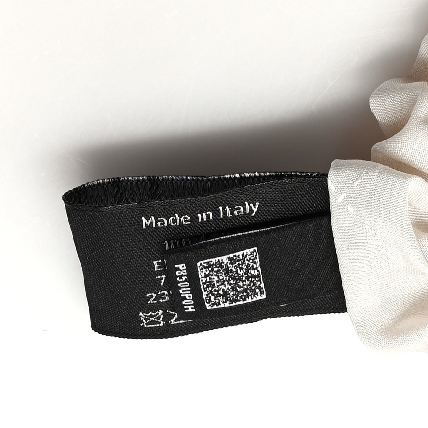 Silk CC Bow Hair Tie Ecru Black
