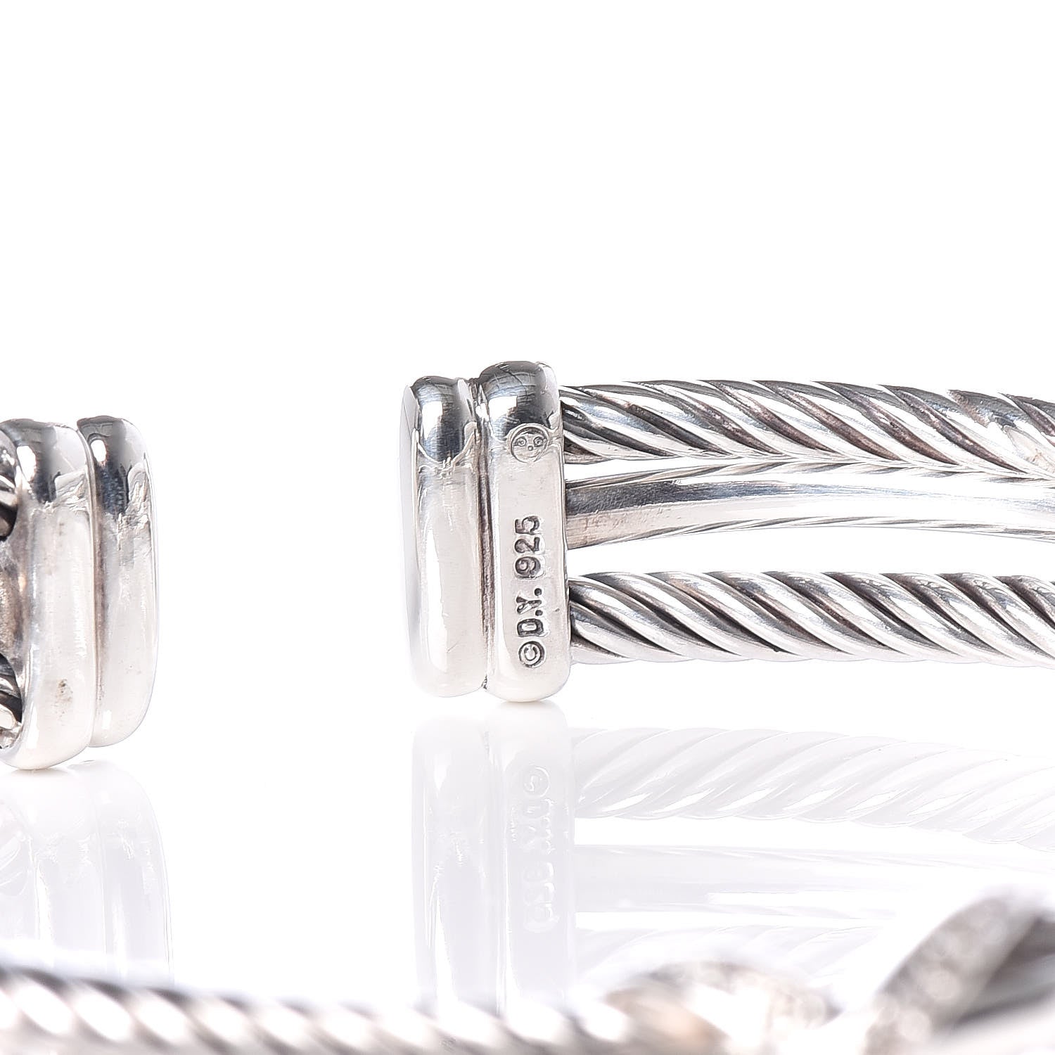 David Yurman Sterling Silver Diamond 7mm X Crossover Cuff 4 of 4