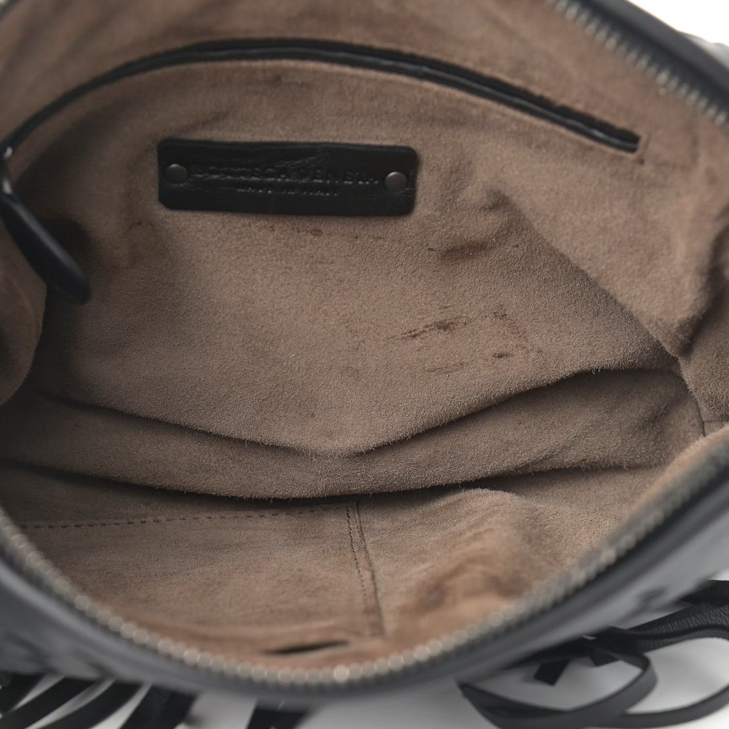 Nappa Intrecciato Fringe Nodini Crossbody Messenger Black