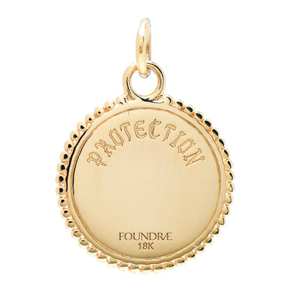 Foundrae 18K Yellow Gold Diamond Baby Protection Medallion Pendant 3 of 3