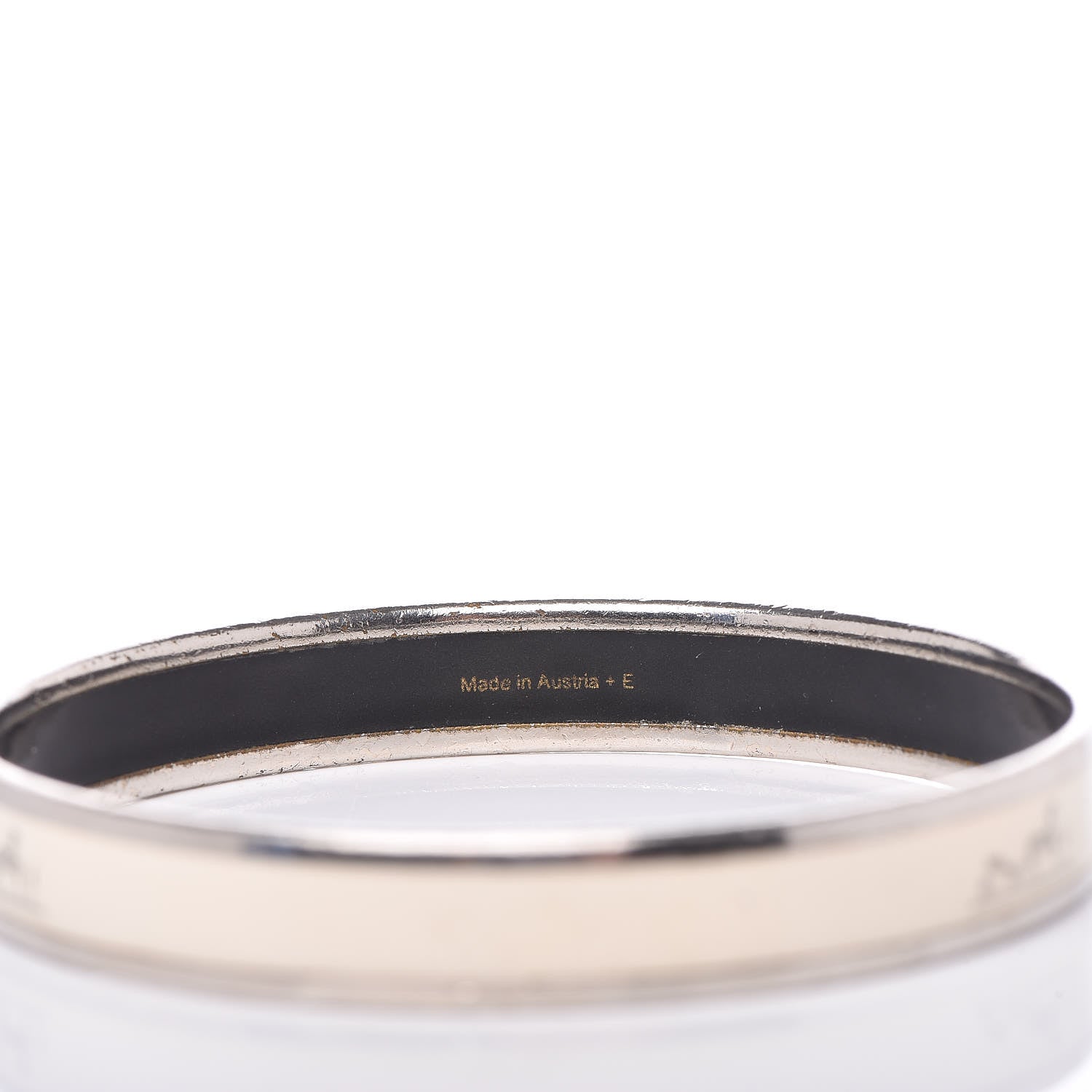 Hermes Enamel Printed Narrow Caleche Bracelet 65 White 5 of 6