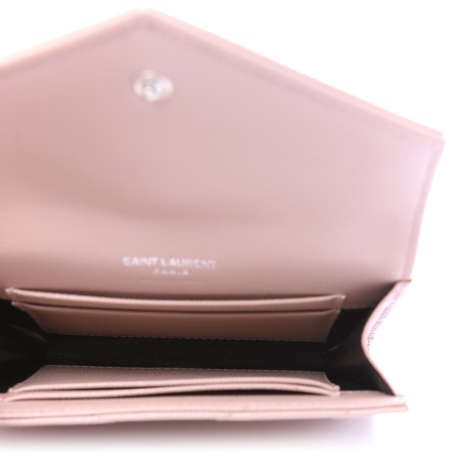 Saint Laurent Grain De Poudre Matelasse Chevron Small Monogram Envelope Wallet Pale Pink 5 of 8
