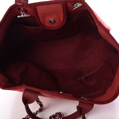 Chanel Canvas Large Deauville Tote Red 7 of 9