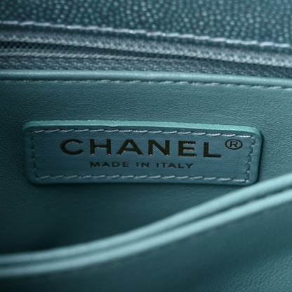 Chanel Metallic Caviar Quilted Extra Mini Coco Handle Flap Light Blue 6 of 12