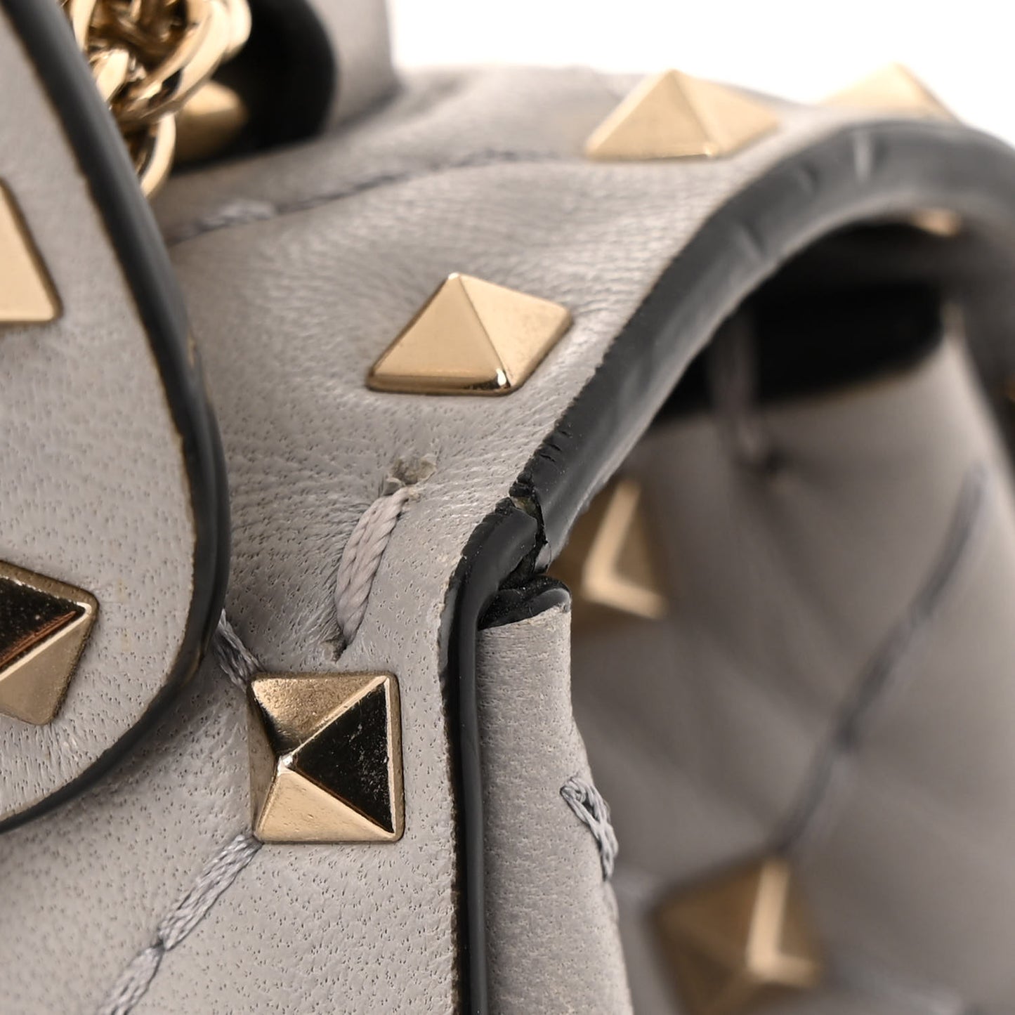 Nappa Medium Rockstud Spike Shoulder Bag Pastel Grey