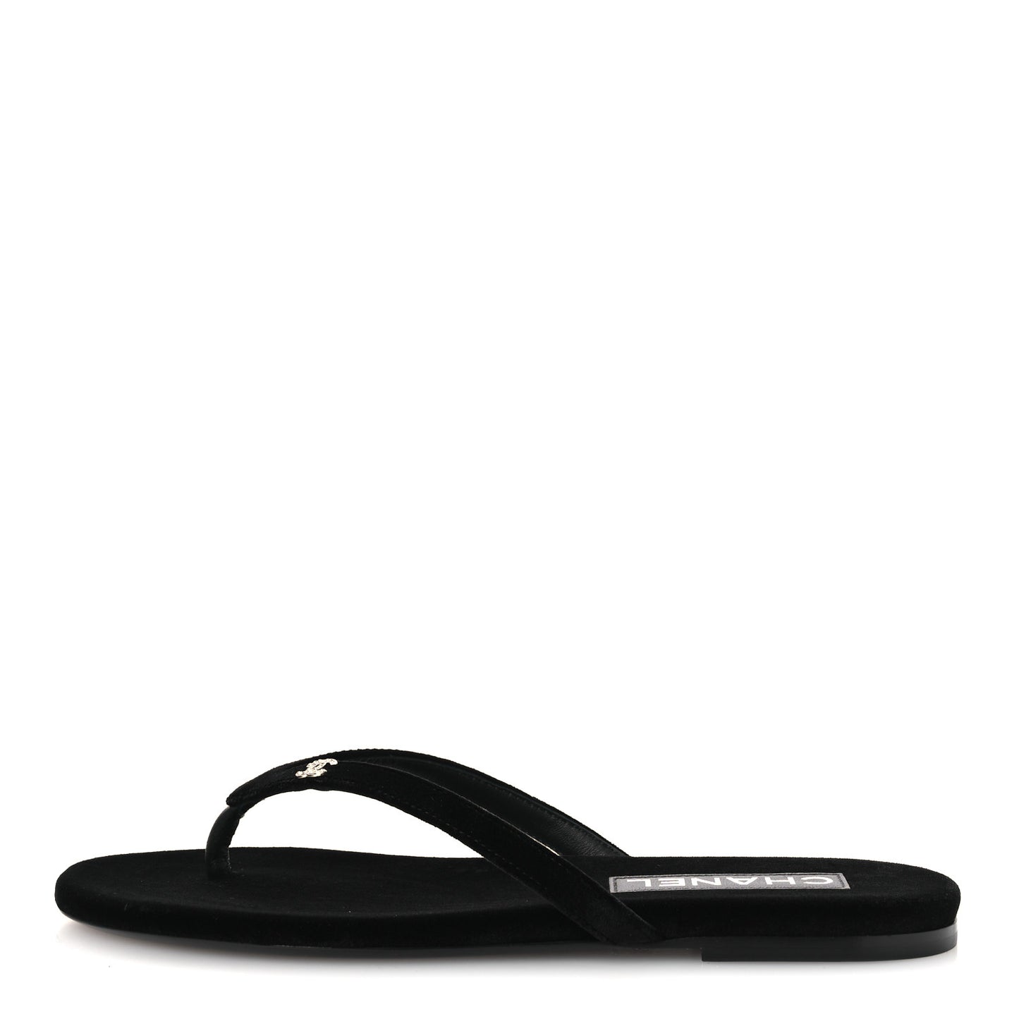 Velvet Crystal CC Thong Sandals 38 Black