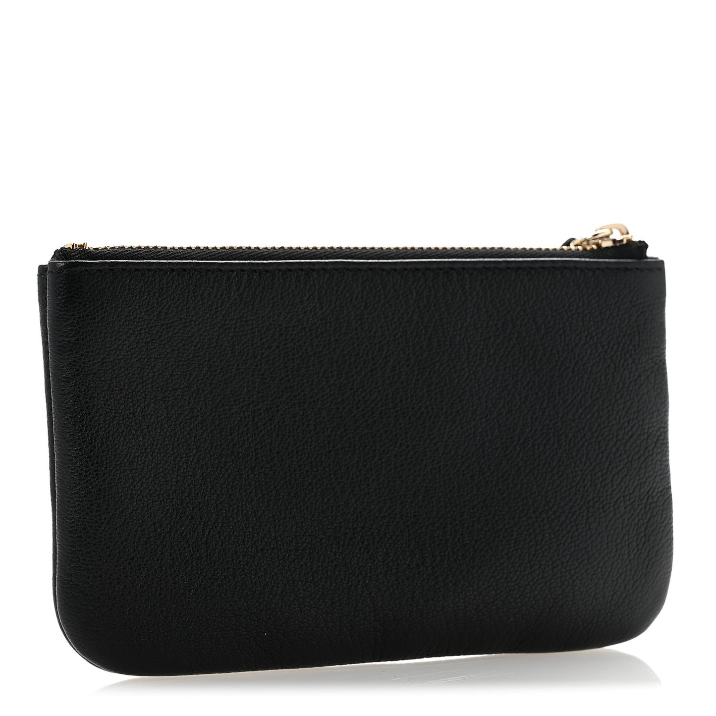 Goatskin Camellia CC Cosmetic Pouch Black