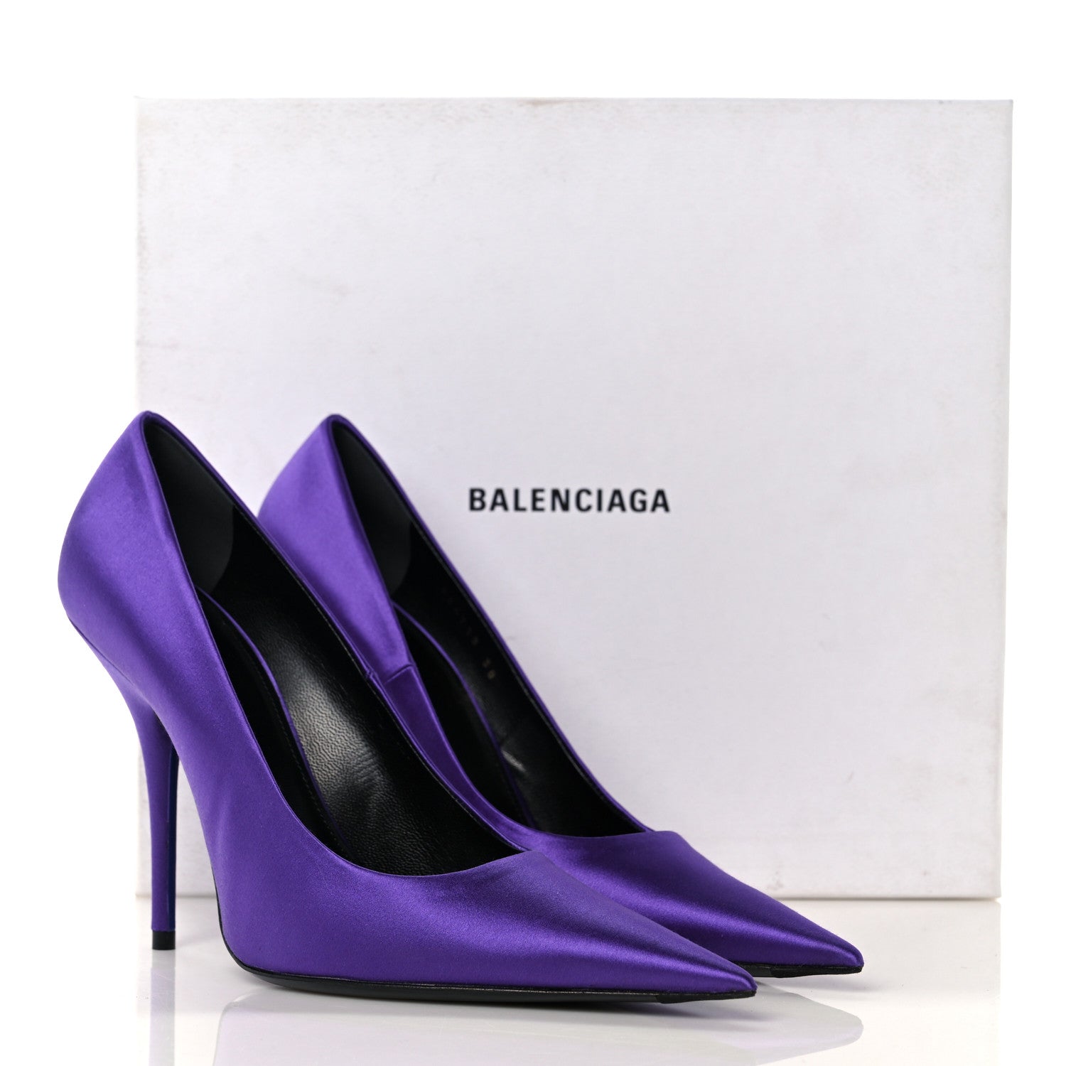 Balenciaga Satin Knife Pointed Pumps 38 Violet 9 of 9