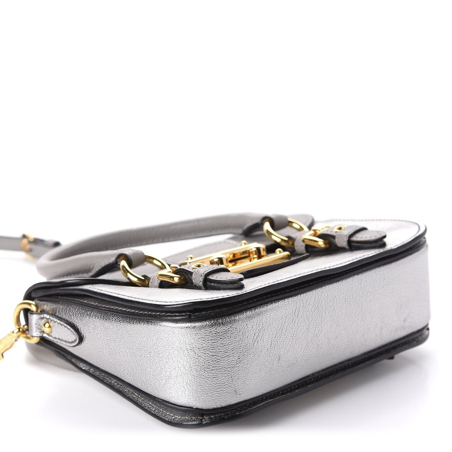 Metallic Goatskin Madras Crossbody Bag Chrome