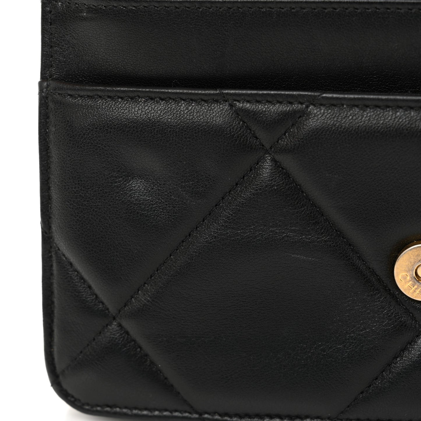 Lambskin Quilted Chanel 19 Wallet On Chain WOC Black