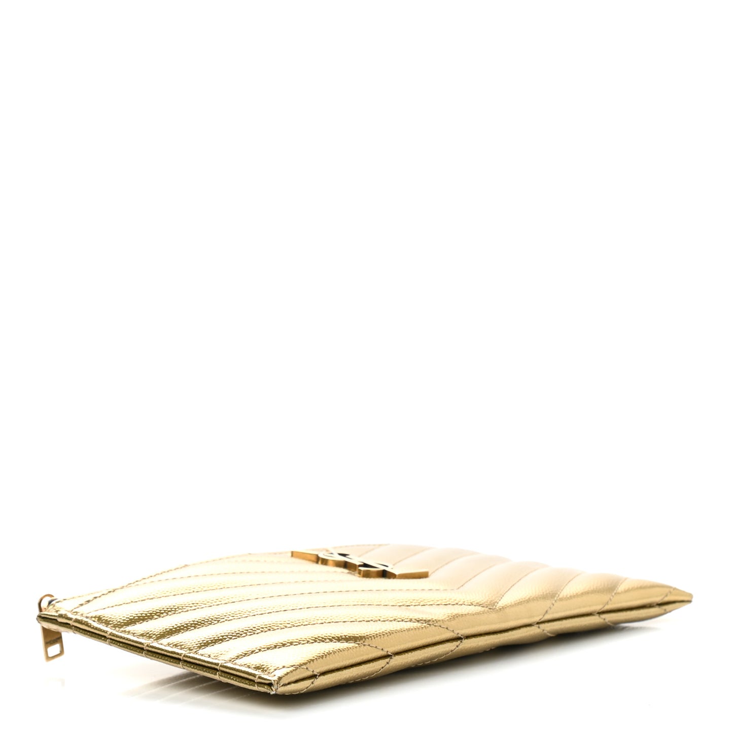 Iridescent Grain De Poudre Matelasse Chevron Monogram Bill Pouch Gold