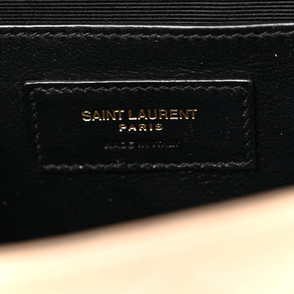 Saint Laurent Grain De Poudre Textured Mixed Matelasse Medium Triquilt Monogram Satchel Dark Beige 5 of 12