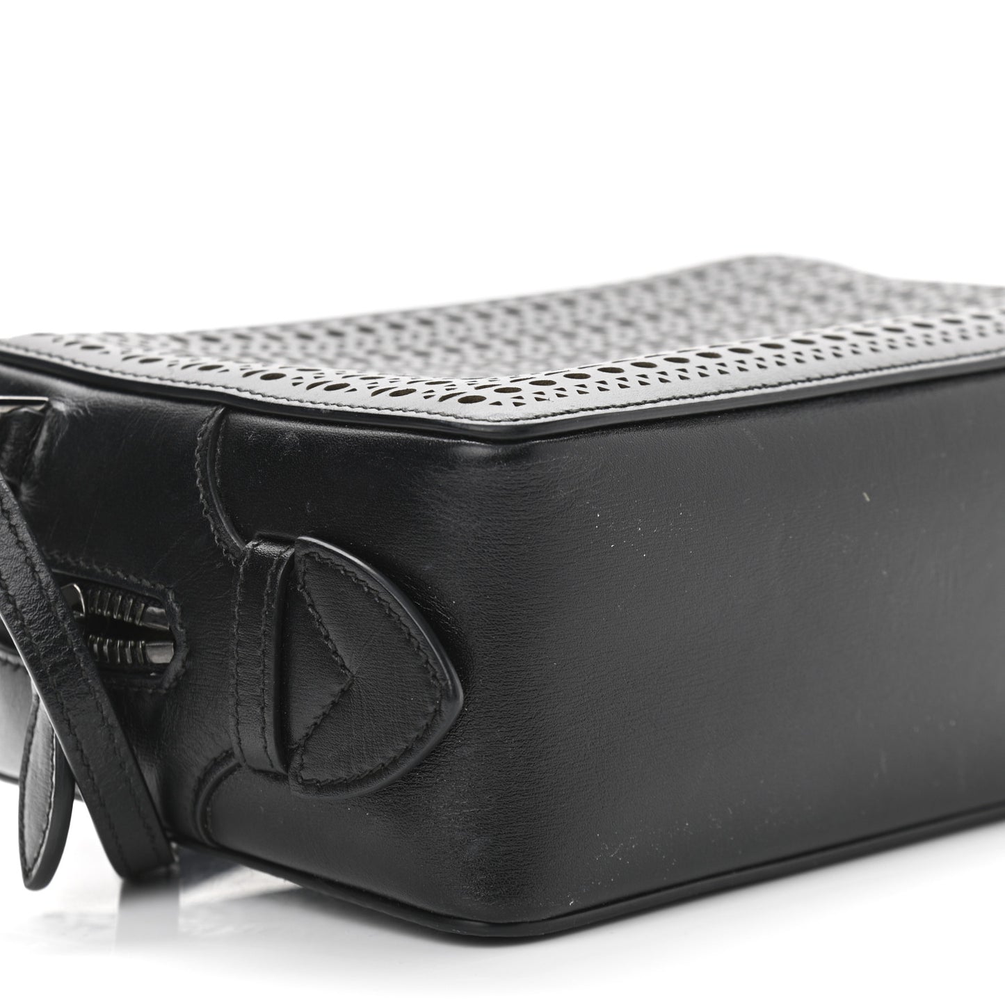 Calfskin Laser Cut Camera Bag Black
