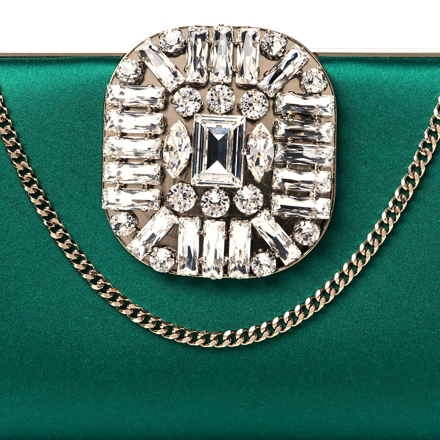 Jimmy Choo Satin Crystal Leonis Clutch Green 7 of 10