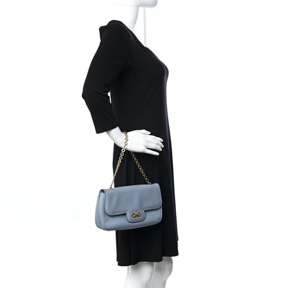 Salvatore Ferragamo Printed Calfskin Rory Chain Shoulder Bag Light Blue 2 of 11