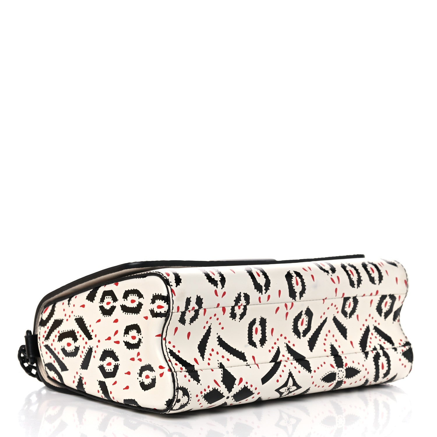 Louis Vuitton Calfskin Graphic Print Twist Shoulder Bag MM White Black 4 of 12