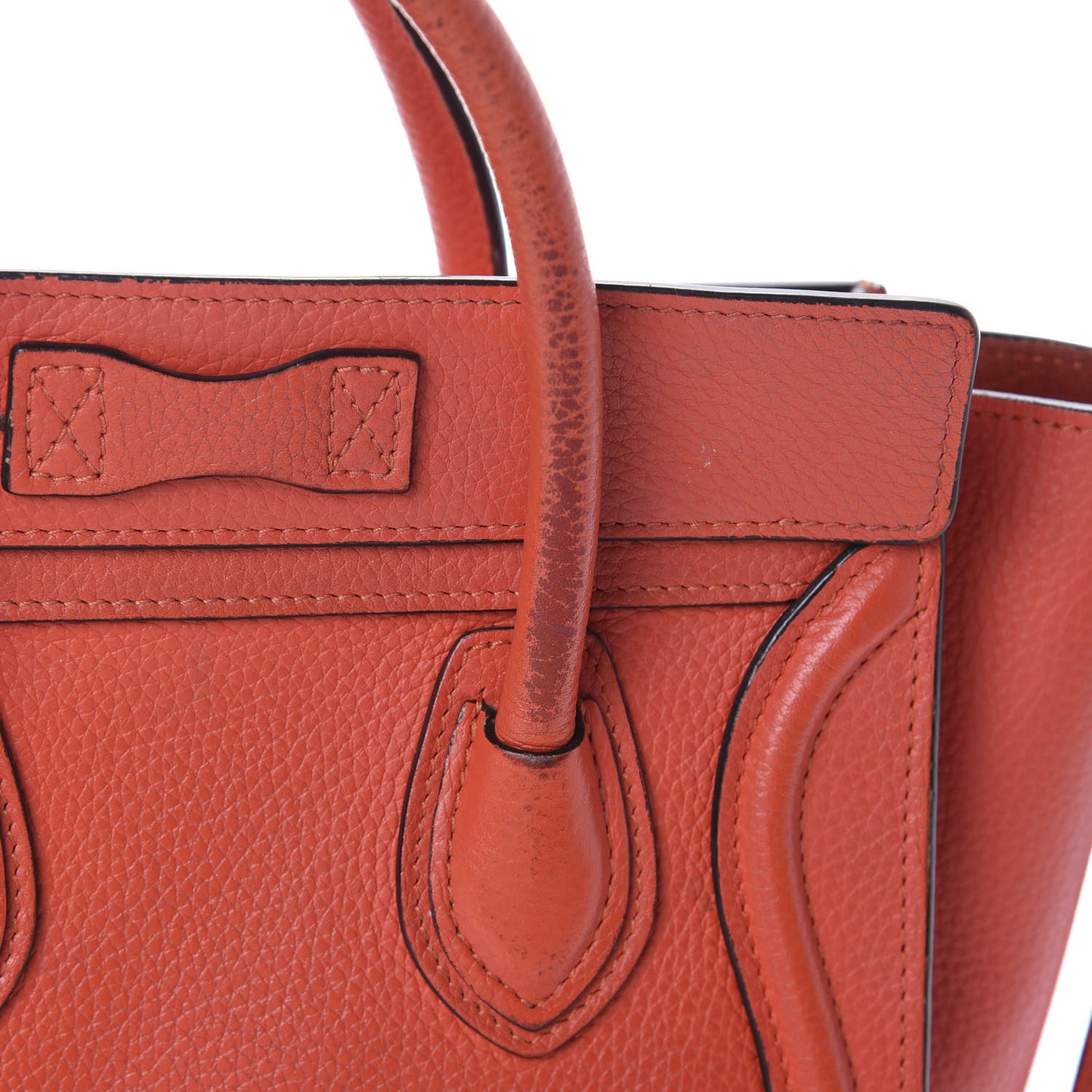 Drummed Calfskin Nano Luggage Vermillion