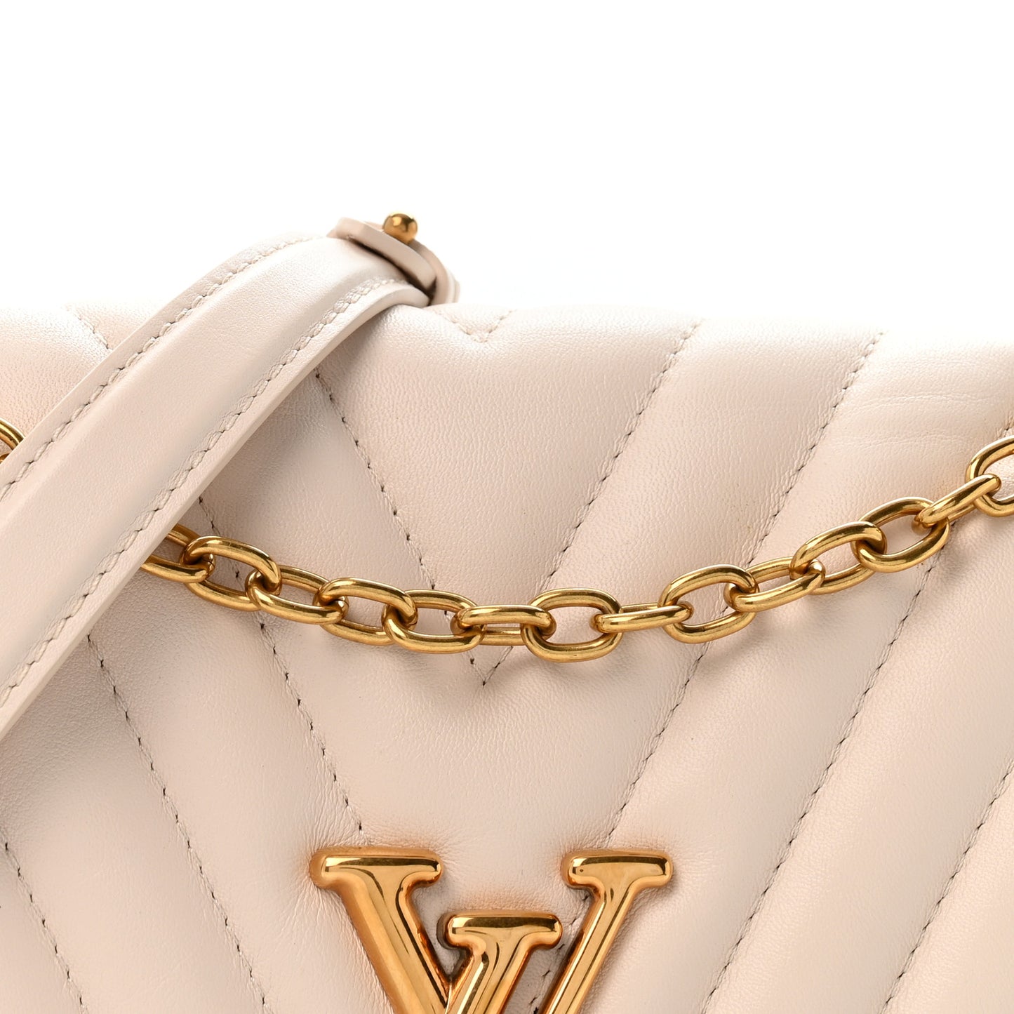 Calfskin LV New Wave Chain Bag Ivory