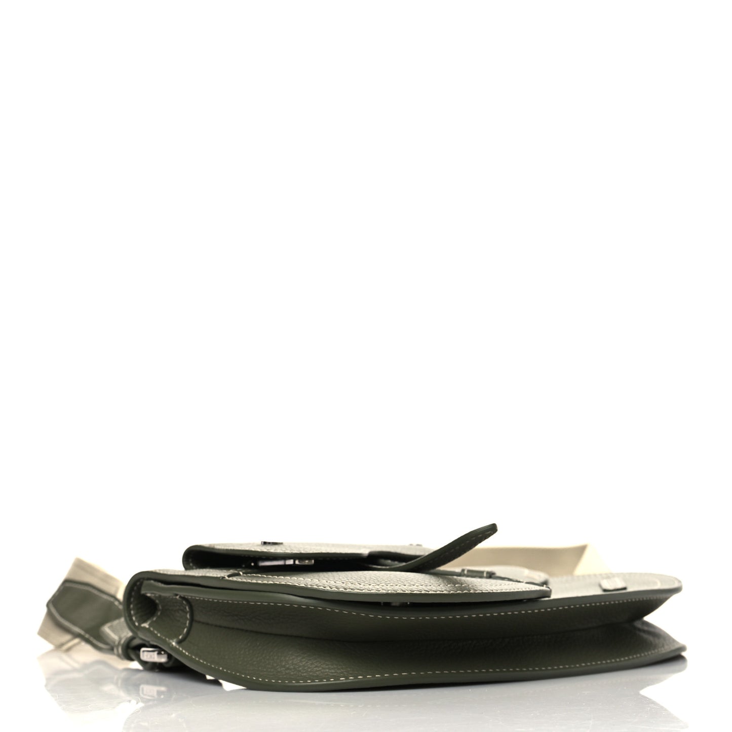X KAWS Grained Calfskin Saddle Pouch Olive