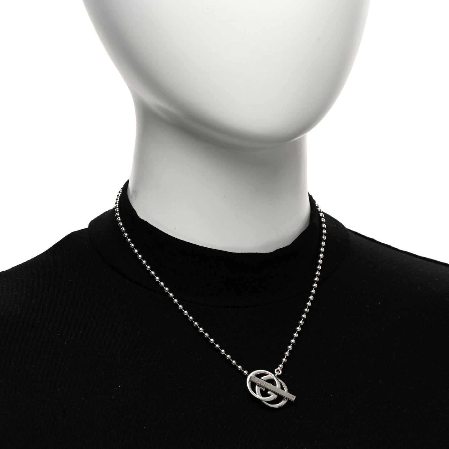 Sterling Silver Interlocking G Brit Toggle Necklace