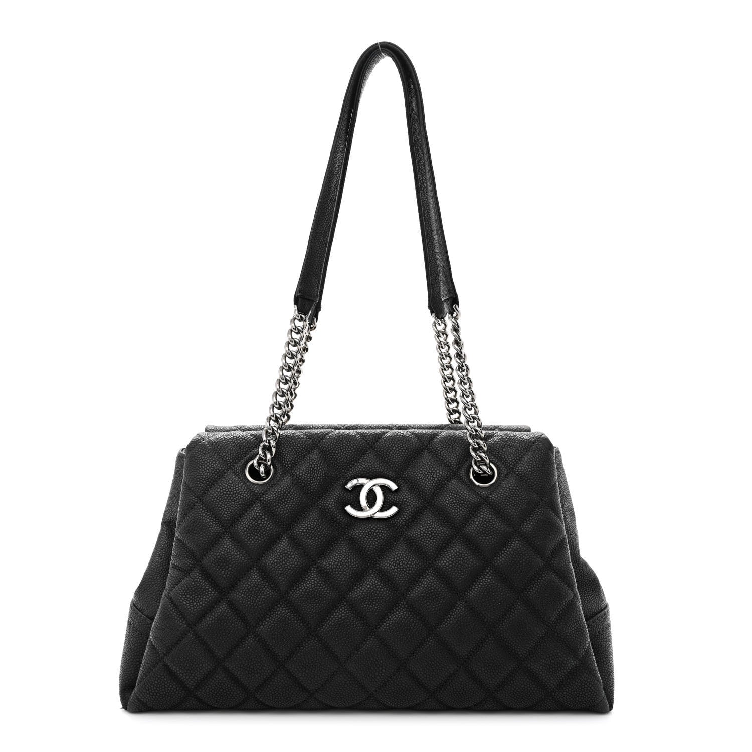 Chanel Iridescent Caviar Quilted Lady Pearly Tote Black 1 of 10