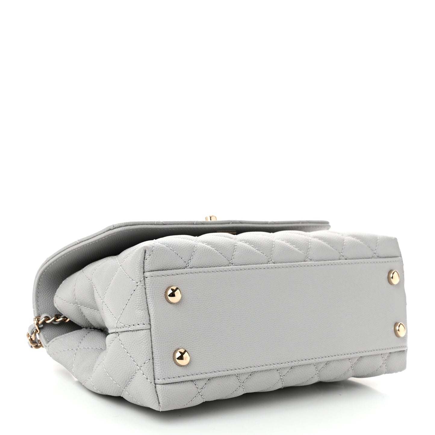 Caviar Quilted Mini Coco Handle Flap Grey