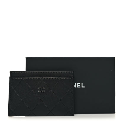Chanel Lambskin Glitter Quilted Card Holder Black 10 of 10