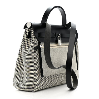 Hermes Vache Hunter Criss Viking Herbag Zip Retourne 31 PM Ecru Black 4 of 12