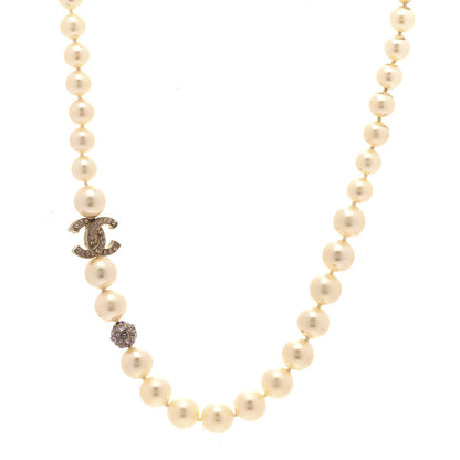 Chanel Pearl Crystal CC Short Necklace Gold Pink 1 of 8
