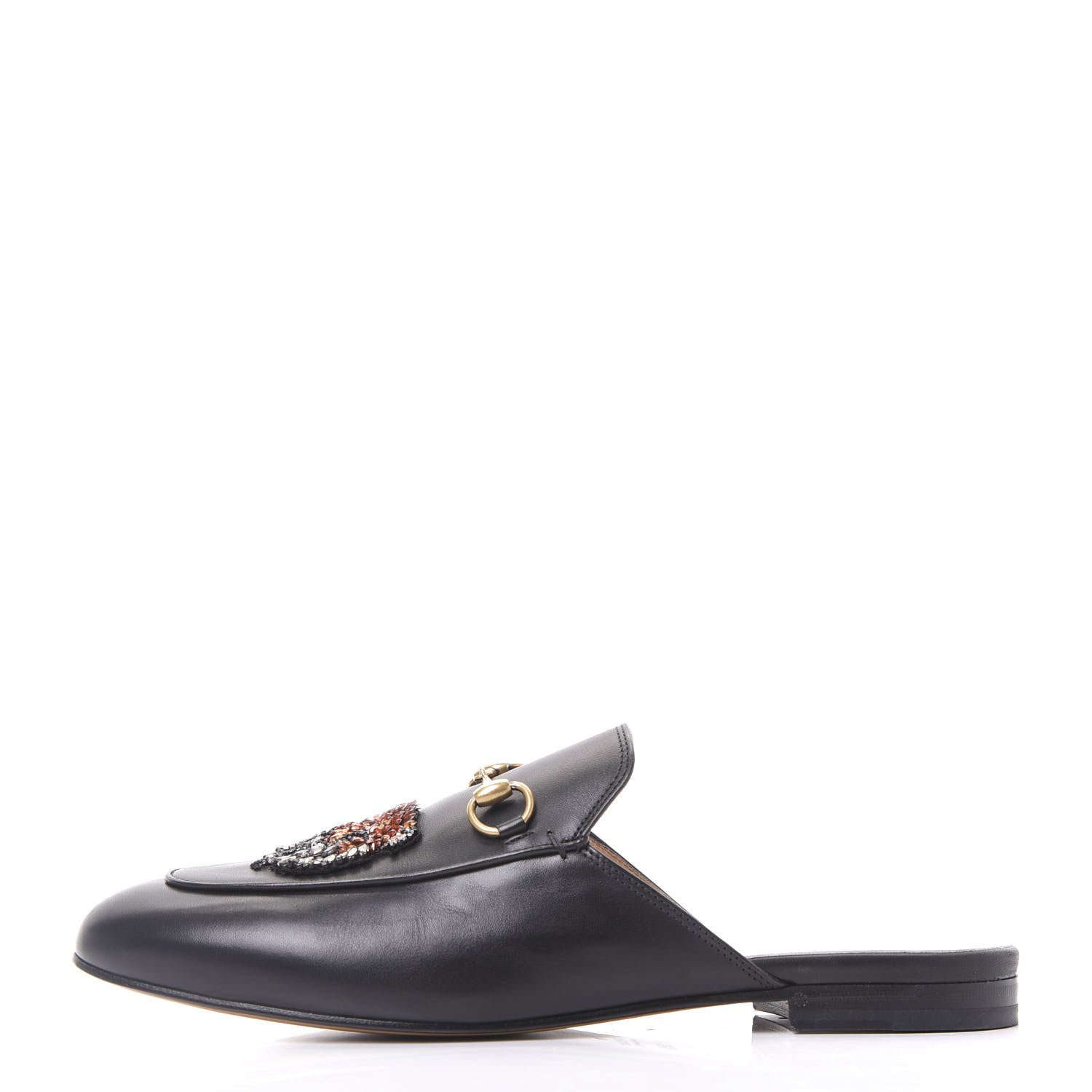 Gucci Calfskin Crystal Tiger Embroidered Princetown Slippers 39.5 Black 1 of 11