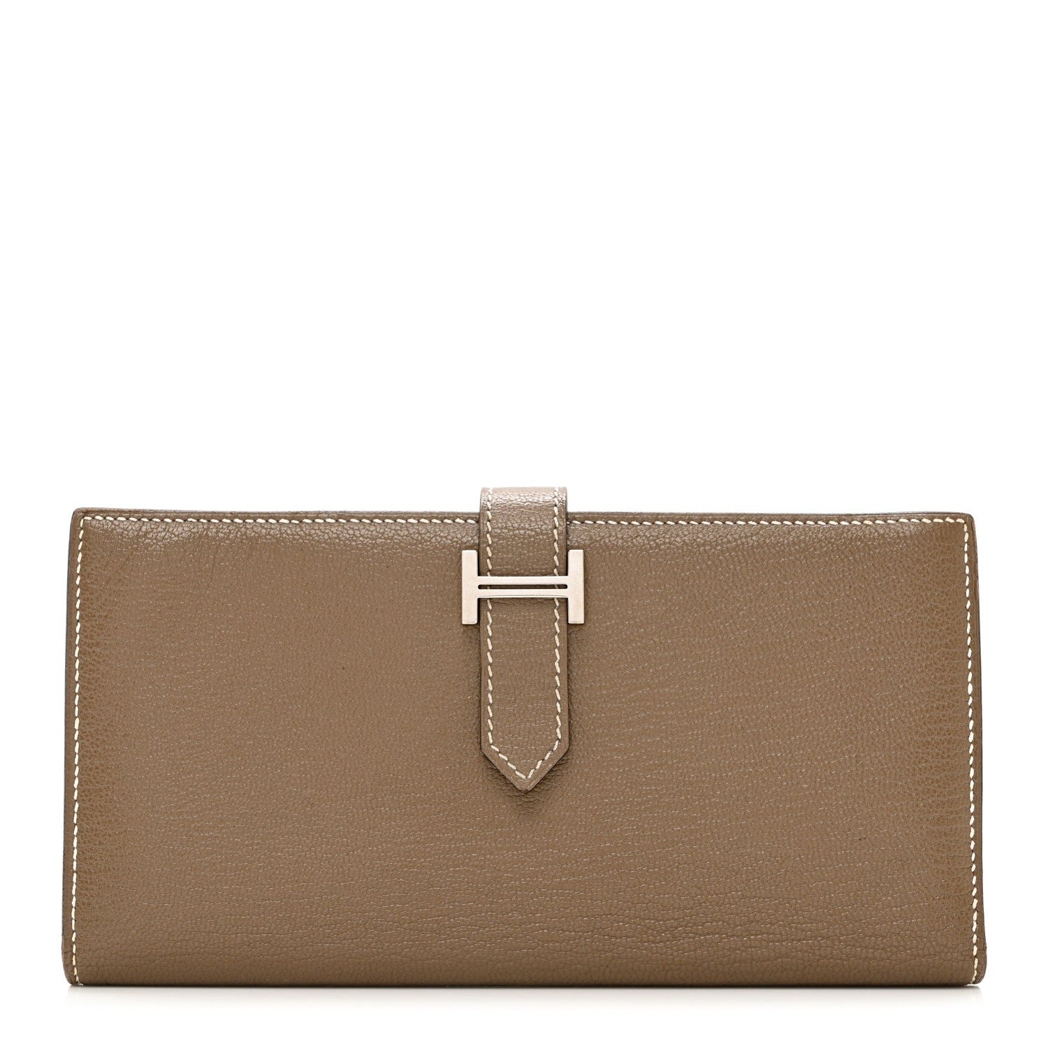 Hermes Chevre Mysore Bearn Gusset Wallet Etoupe 1 of 8