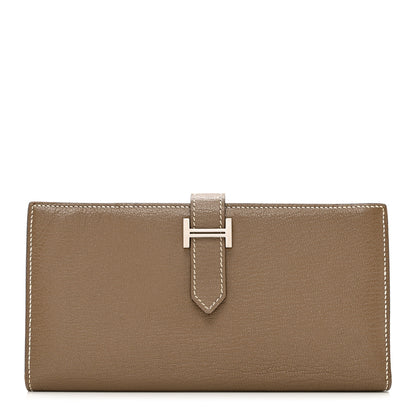 Hermes Chevre Mysore Bearn Gusset Wallet Etoupe 1 of 8