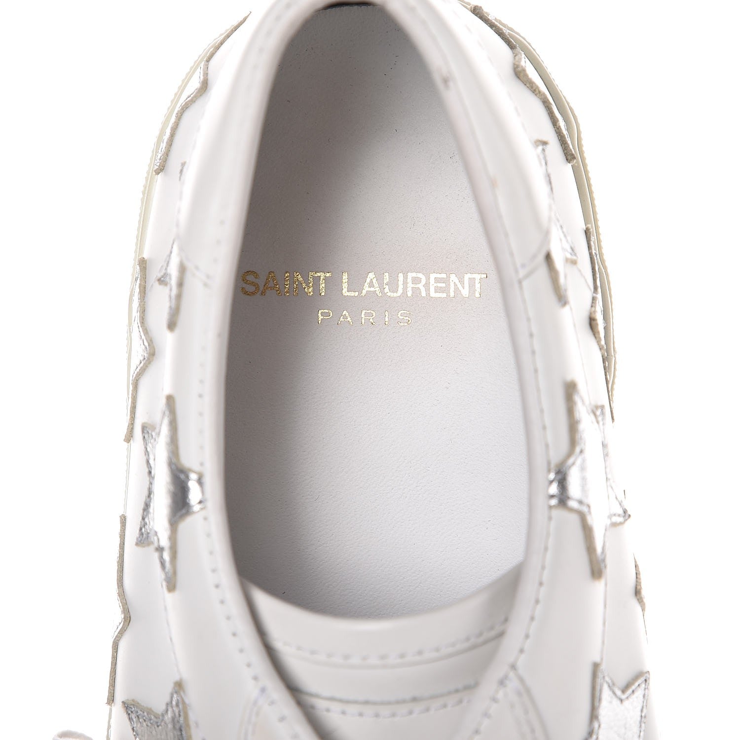 Saint Laurent Calfskin Star Court Sneakers 39.5 White Argent 7 of 8