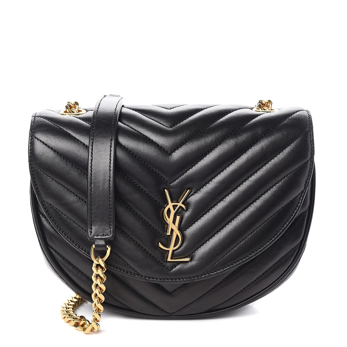 Lambskin Matelasse Chevron Monogram Bubble Chain Crossbody Black