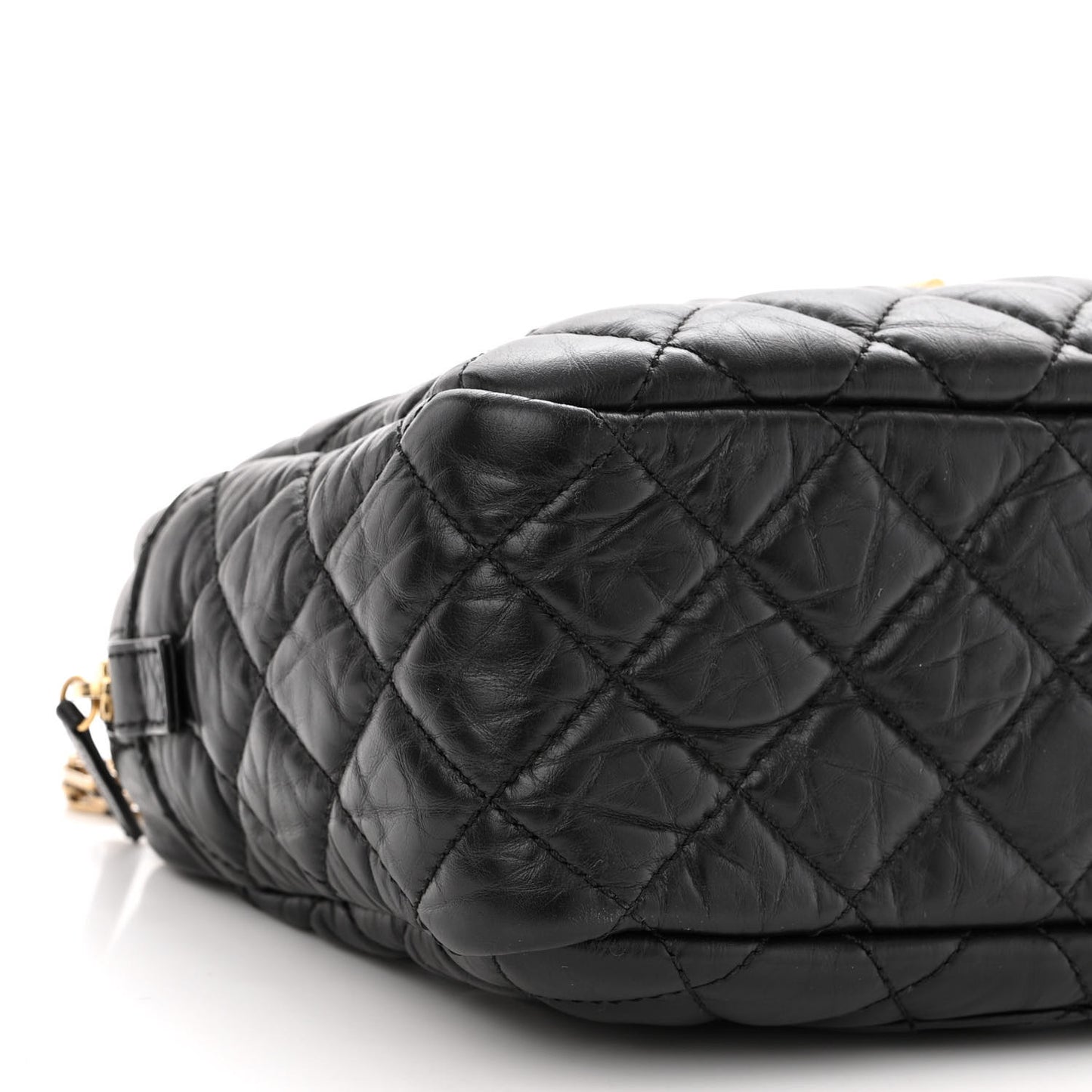 Aged Calfskin Quilted Medium Reissue Camera Case Black